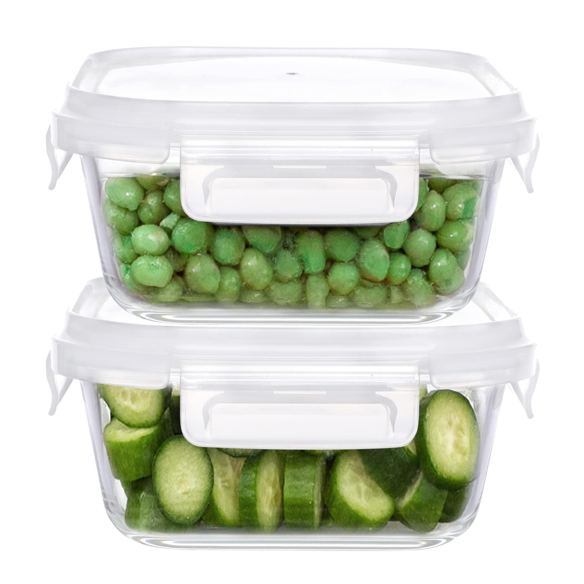 Glass Food Containers - Set of 4 -10 Glass Food Containers - Set of 4 -10