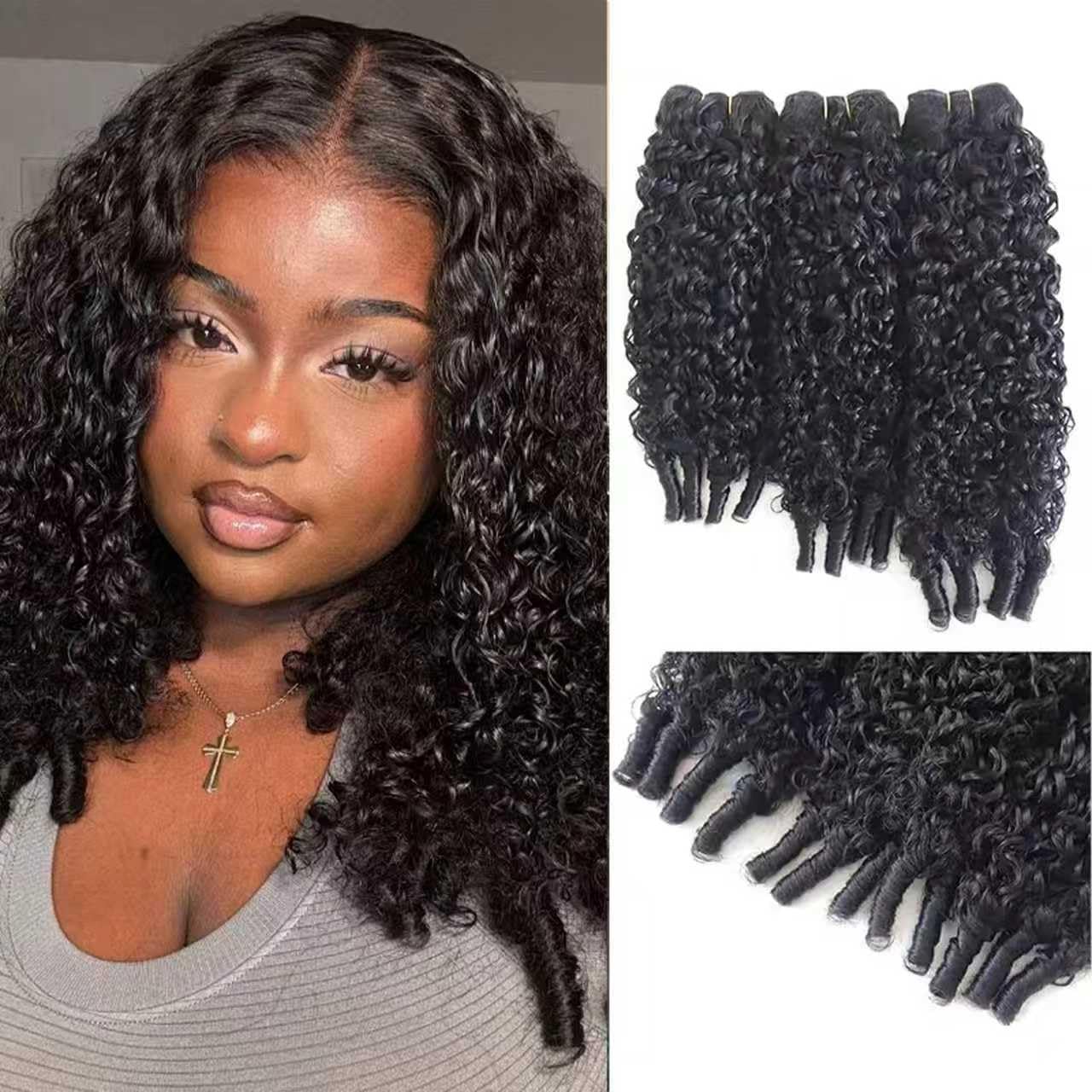 Tissage Naturel Cheveux Humain Burmese Curly Bundles 12 14 16 Pouces 210g