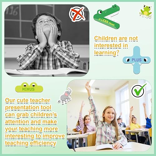 Miniatura 4 de Flutesan Paquete de 5 herramientas magnéticas para profesores, más grandes que y menos que, más, menos, iguales a, imanes de animales para