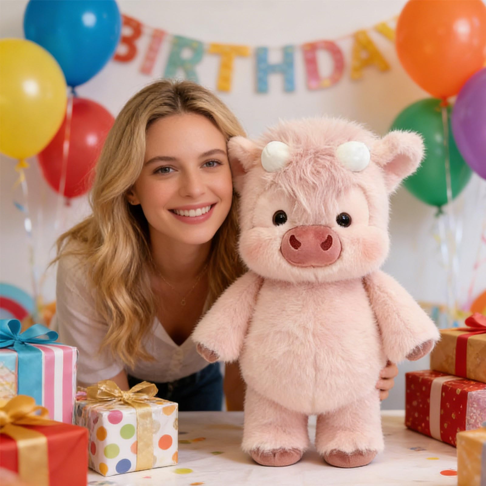 Highland Cow Soft Plush Toy – Adorable Furry Running Cow Stuffed Animal for Stress Relief and Emotional Support - 5