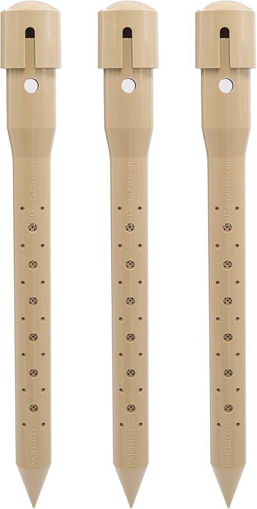 14 in. DEEP DRIP Plant Watering Stake (3 Pack) (Tan) | UV-Protected ABS Plastic Deep Root Irrigation Spike for Yard Plants, Shrubs, Vines