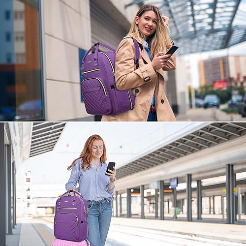 Miniatura 2 de Mochila para mujeres y adolescentes, mochila escolar TSA para laptop con USB para estudiantes universitarios, negocios, oficina, trabajo, viajes
