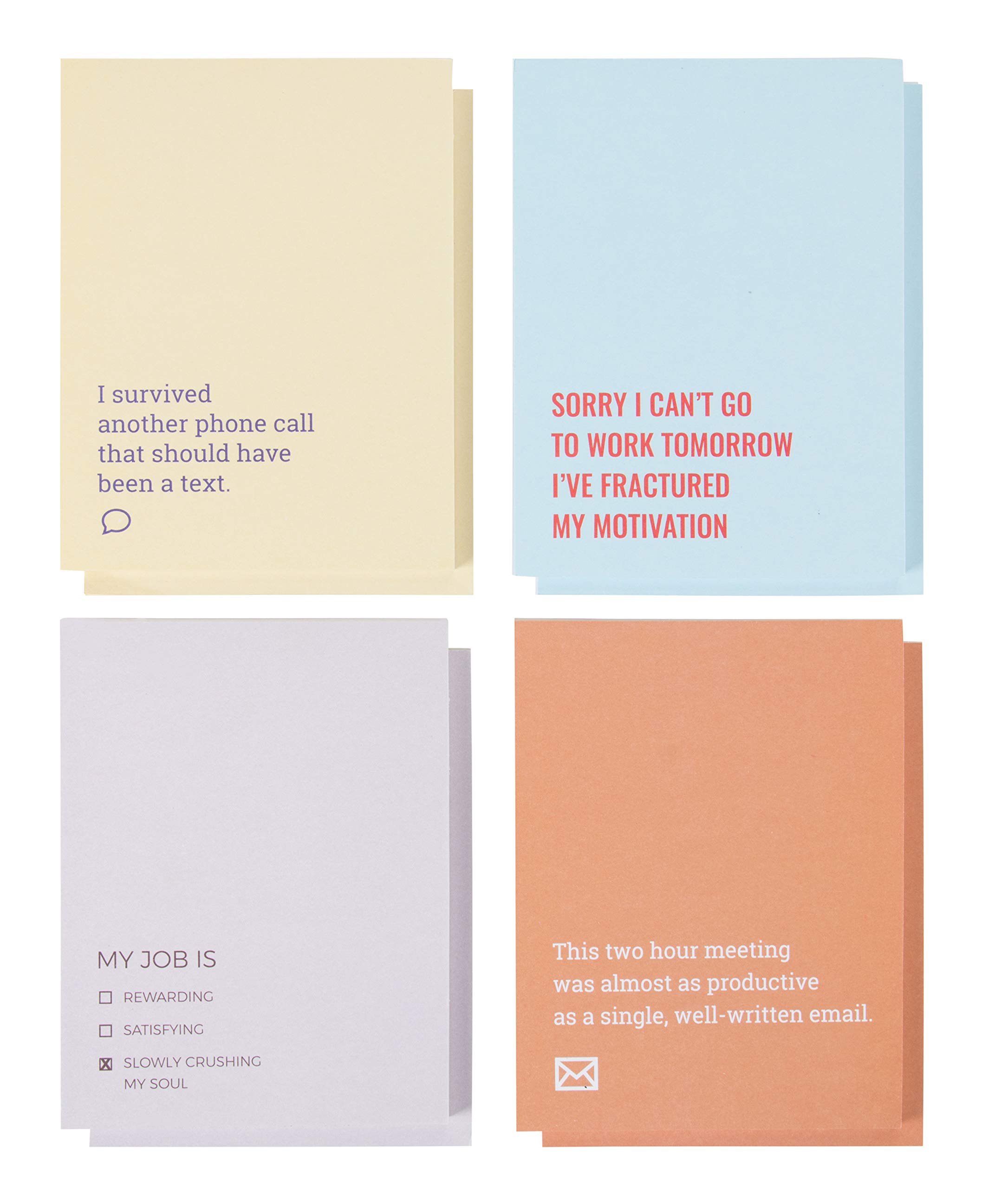 Juvale 8 Pack Funny Notepads with Sarcastic Sayings, Demotivational Notebooks for The Office, Coworkers, Employee, Colleagues, Adults, 4 Sarcastic Designs (11 x 14 cm)