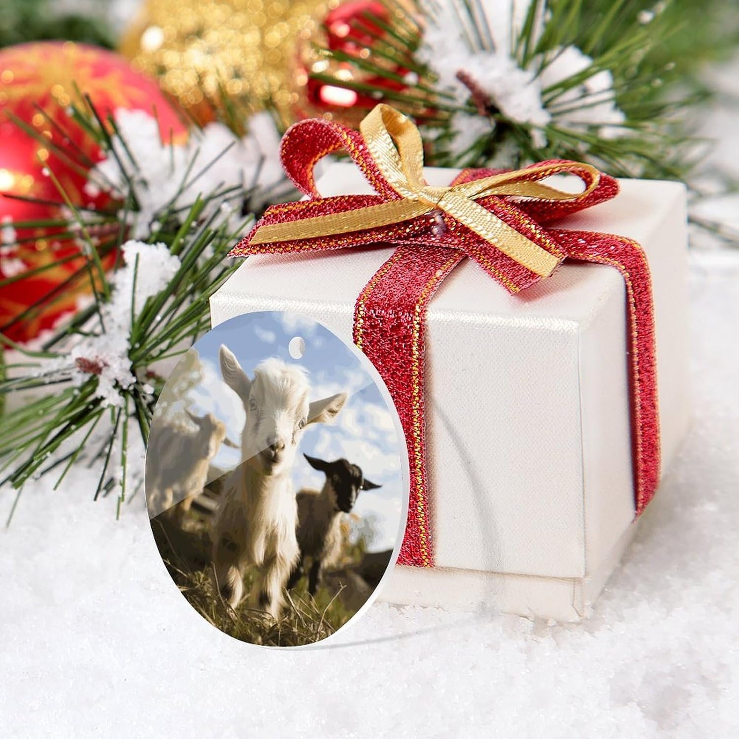 Cute Goat Christmas Ornaments - Farmhouse Xmas Hanging Ornaments for Christmas Tree Decorations, Pendant Decor and Gift Party Tags image 5