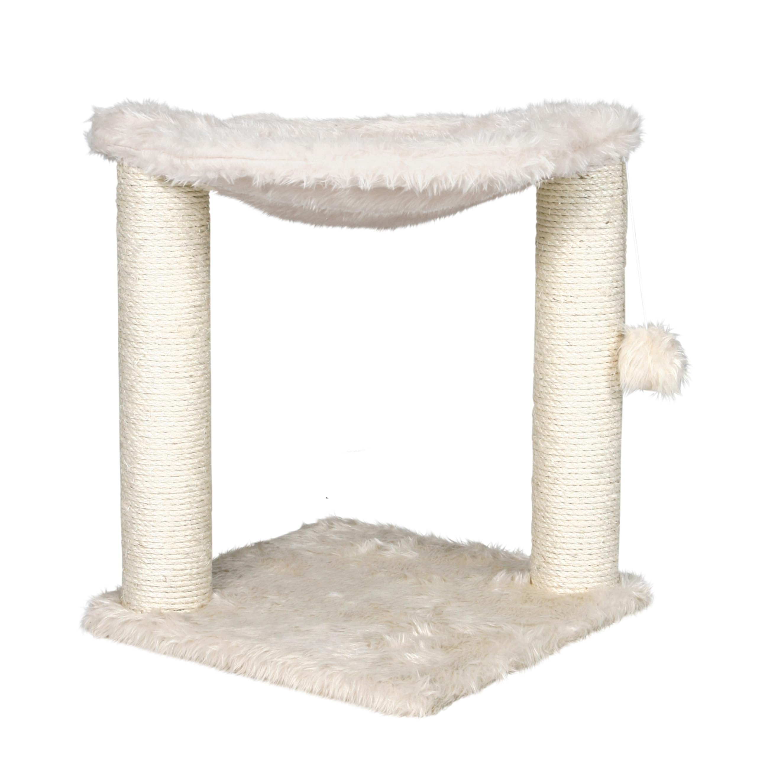 TRIXIE Baza Scratching Post with Hammock | 16" Base, Cream, Small