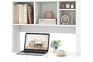 LDAILY White Dorm Desk Bookshelf for Dorm Room Decor