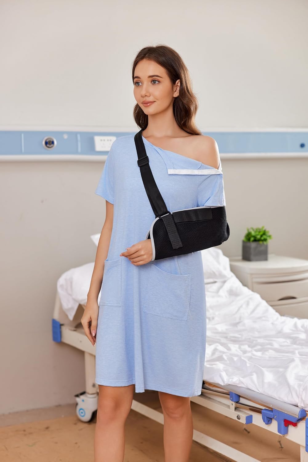 Deyeek Women Post Shoulder Surgery Tear Away Full Open Side Snap Nightgowns