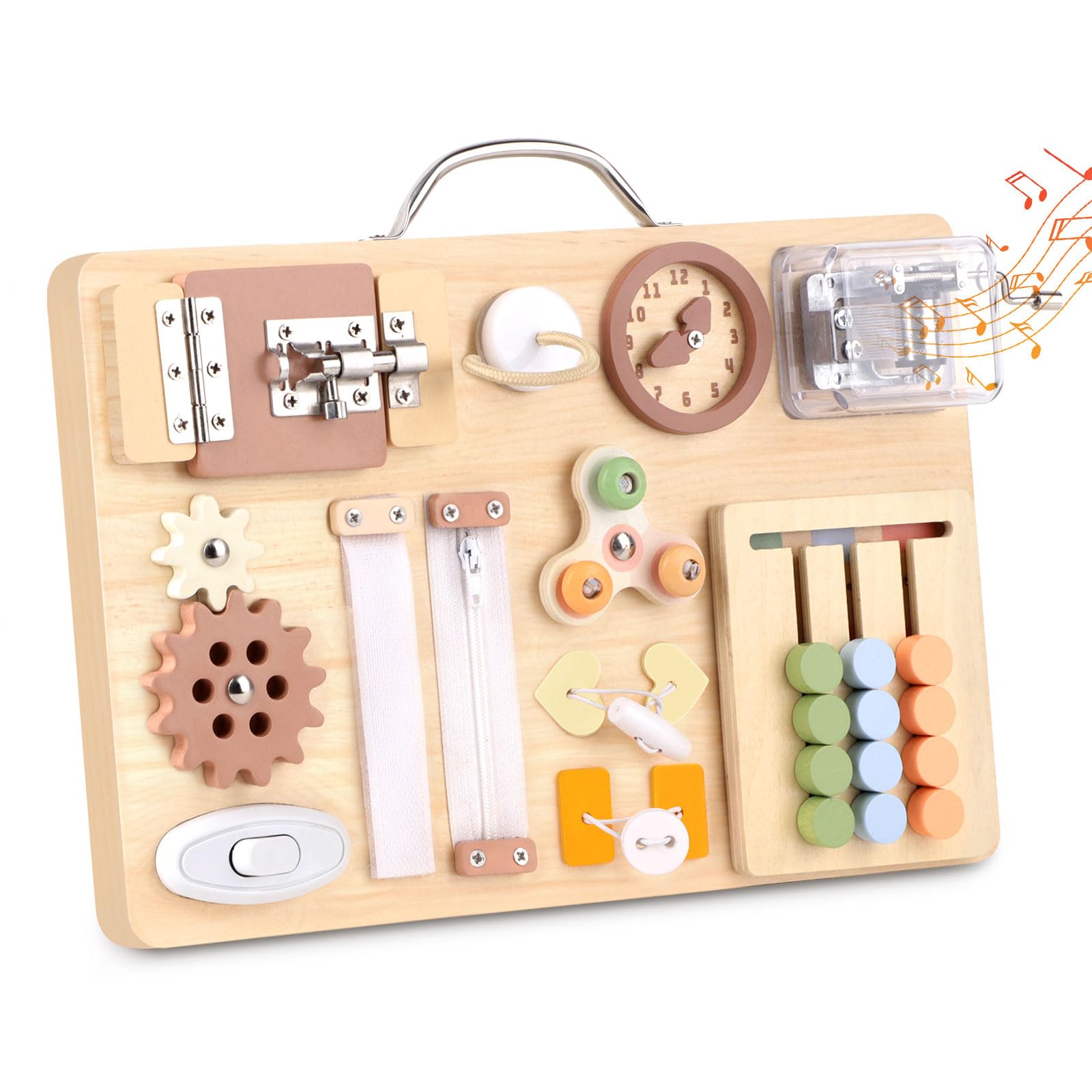 Photo 1 of Hoarosall Montessori Busy Board - 16-in-1 Wood Sensory Activity Board