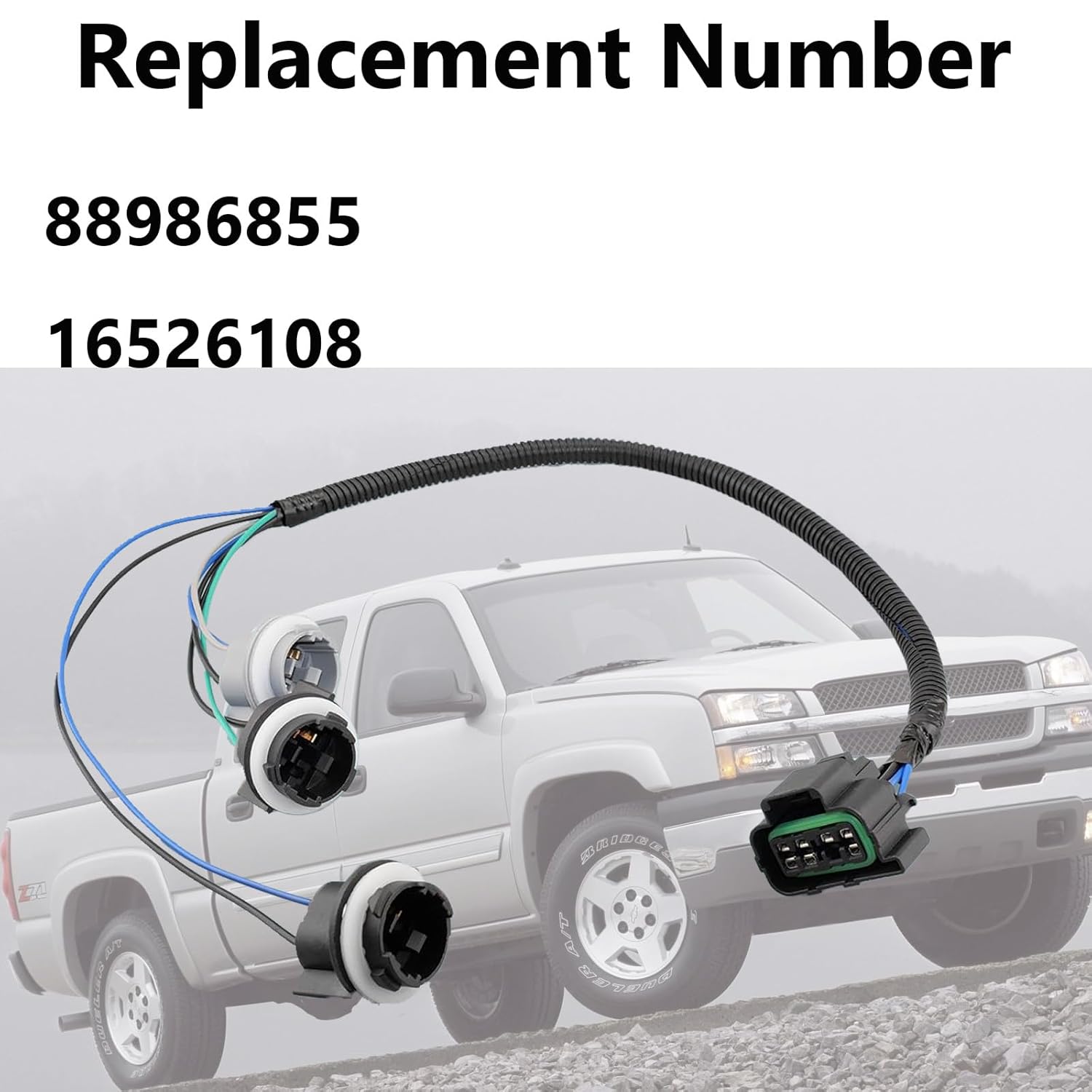 88986855 16526108 Rear Left Tail Light Wiring Harness - Easy to Install, Compatible with Chevy Silverado 1999-2005, GMC Sierra 1999-2005, Suburban 2000-2004