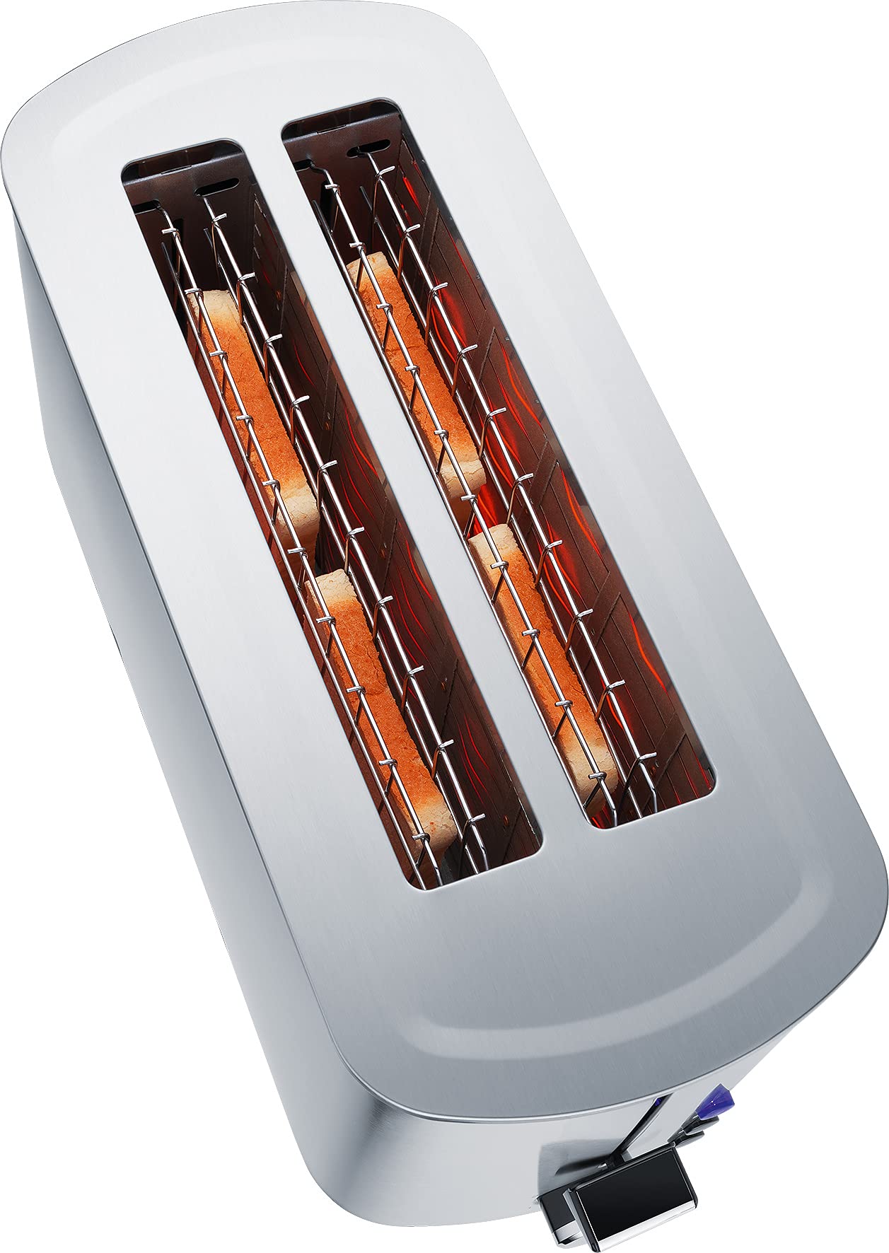 Tostadora de ranura larga Steba, tostadora doble de ranura larga para 4 rebanadas de pan tostado, carcasa de acero inoxidable antihuellas, bandeja recogemigas extraíble y enrollacables. TO 21 Inox.