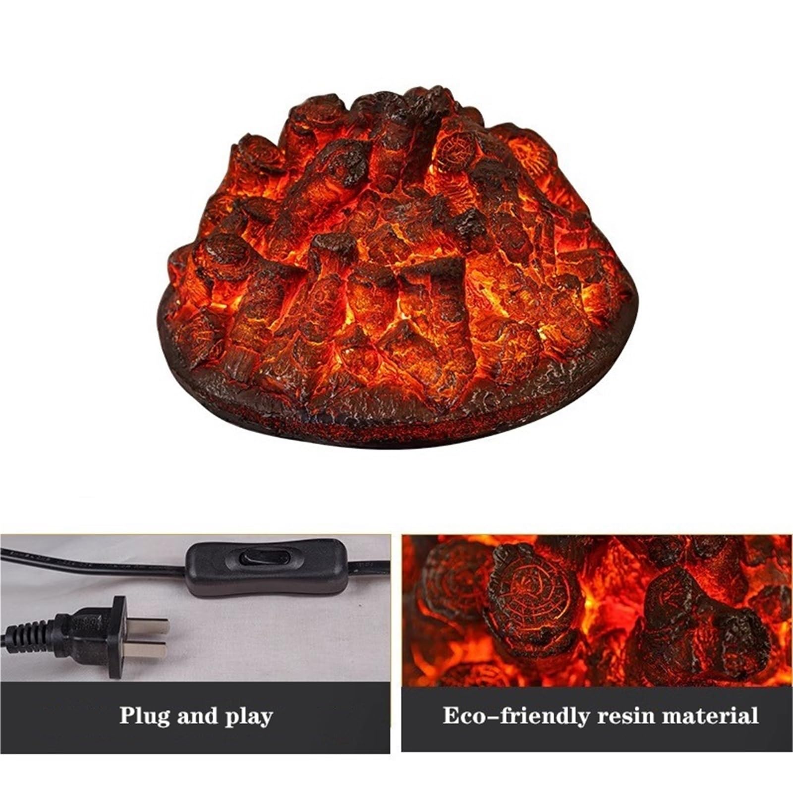 Camino di nebulizzazione 3D Camino con design simulato di fiamma a carbone, decorazione rotonda for stufa a carbone Per uso domestico(Grande)