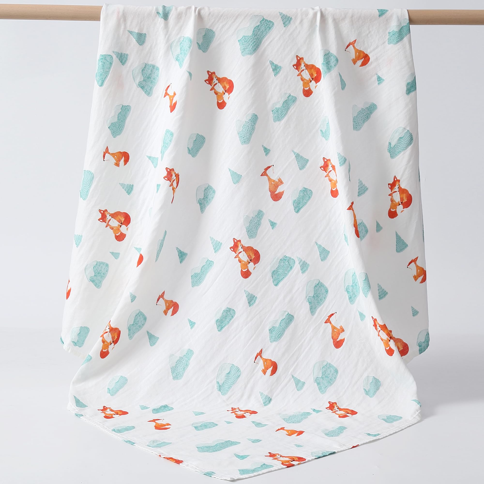 POMISO 4-Pack Muslin Swaddle Blankets For Babies - 47"x47" Soft Cotton, Leaves & Warmth Colors (Unisex) - View #9