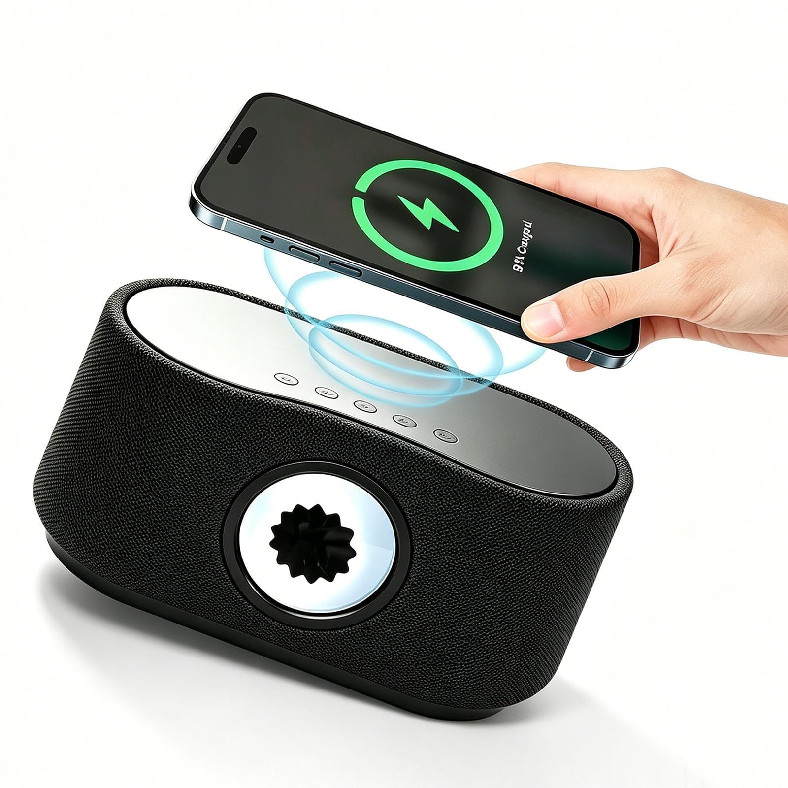 Głośnik Ferrofluidowy, Tańczący Głośnik Bluetooth Z Ferrofluidem, ładowarka Bezprzewodowa 15 W, Podwójny Kanał Stereo, Efekty świetlne Rgb, Prezent Dla Nastolatków Black