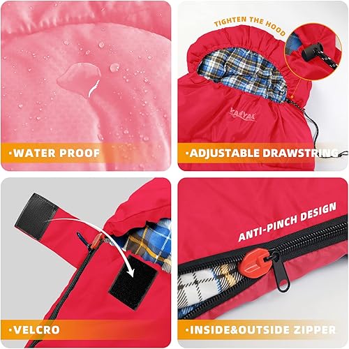 Miniatura 3 de Saco de dormir de campamento, sacos de dormir de 32 para adultos, niños, adolescentes, clima frío, cálido saco de dormir de invierno para 3-4