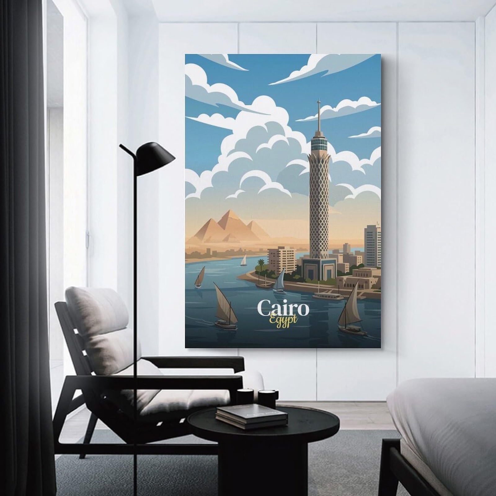 Junmoney Cairo, Egypt Travel Wall Decor Canvas Print, 12x18inch(30x45cm), for Bedroom, Lounge Or Dressing Area, Decorative Wall Art for Cosy Rooms