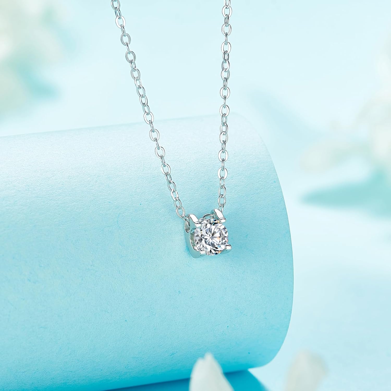Moissanite Necklace for Women, Solitaire Lab Created Diamond Pendant, 925 Sterling Silver Necklace, GRA Certified, Gifts for Women Wife Mom Jewelry, 16+2 inch - Image 7