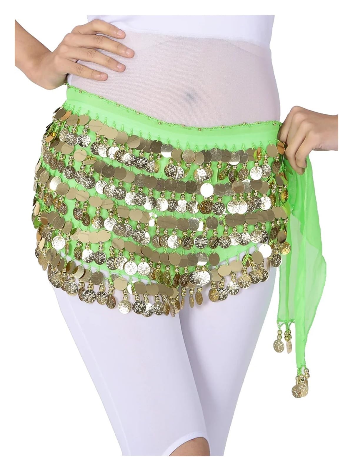 Bufanda de danza del vientre para mujer - Banda de cintura con lentejuelas y adornos