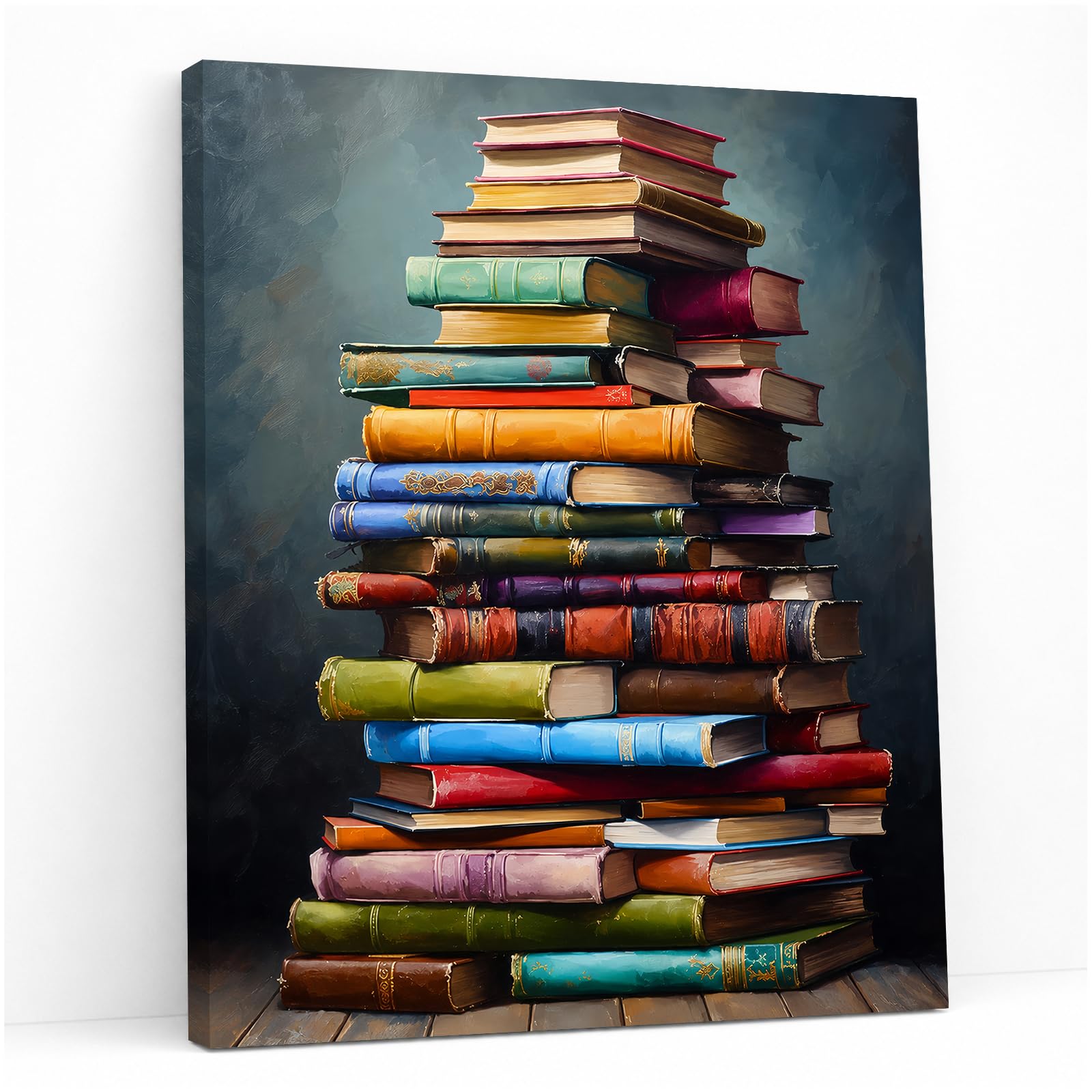 Book Lover Wall Art, Framed 12 x 16 Inch Colourful Library Canvas Print