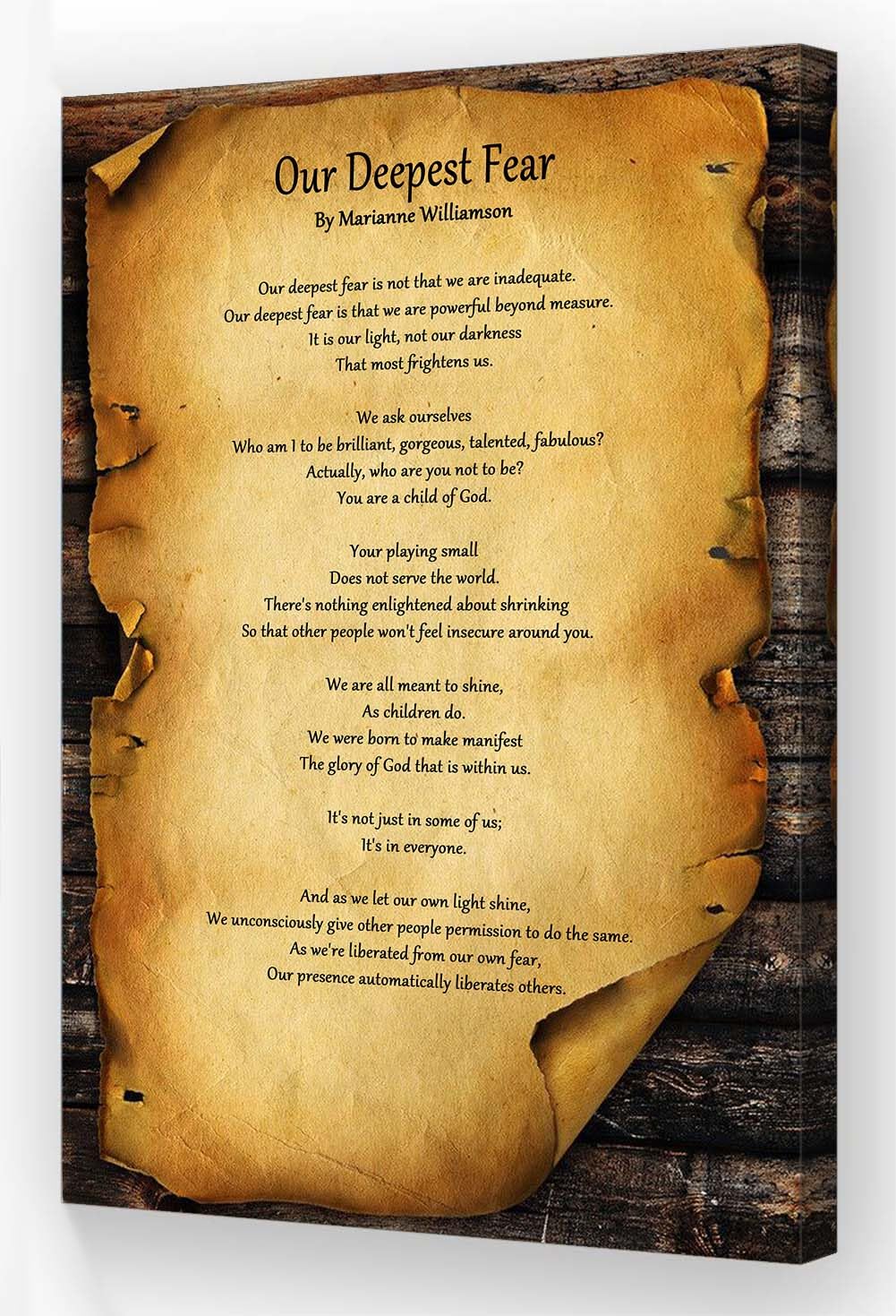 Our Deepest Fear Quote Wall Art Framed Inspirational Posters Vintage Poem Wall Art Modern Pictures Prints (08x12in,Framed)
