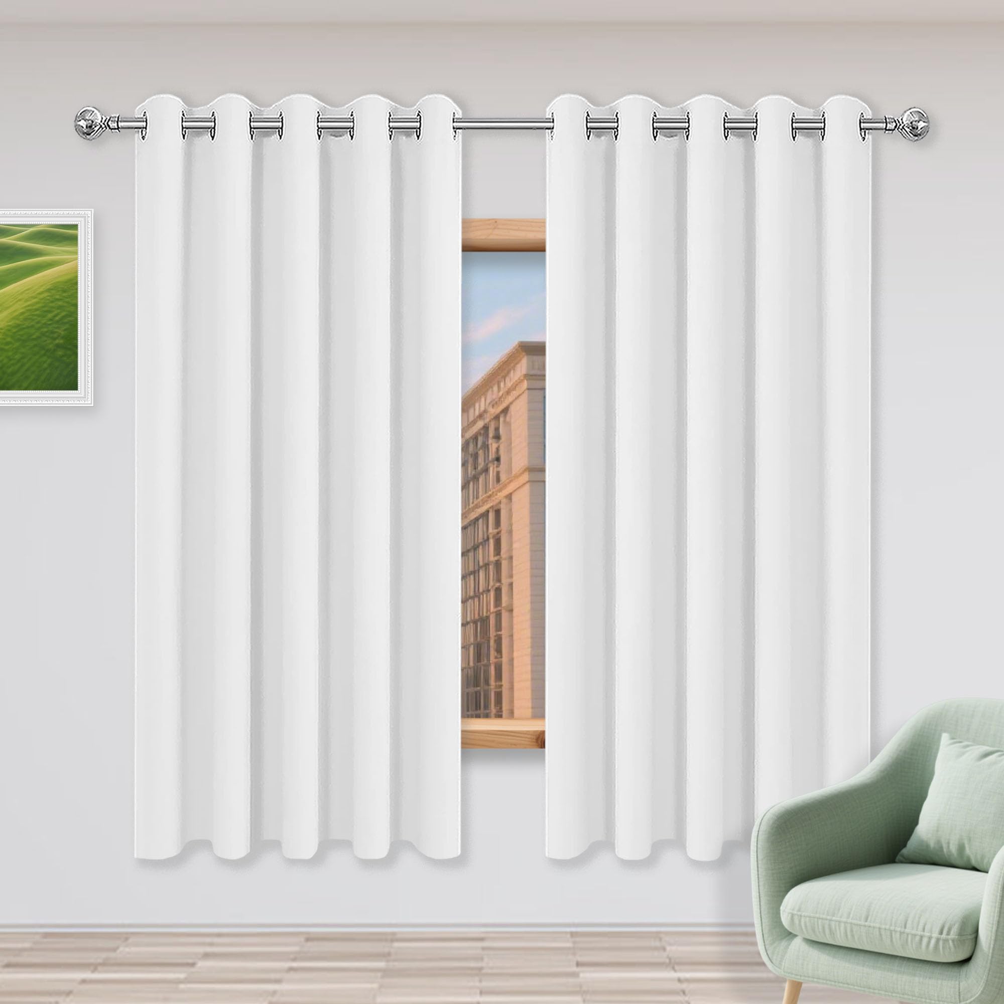 Rideaux thermiques haut de gamme en tissu épais blanc de 460 x 275 cm