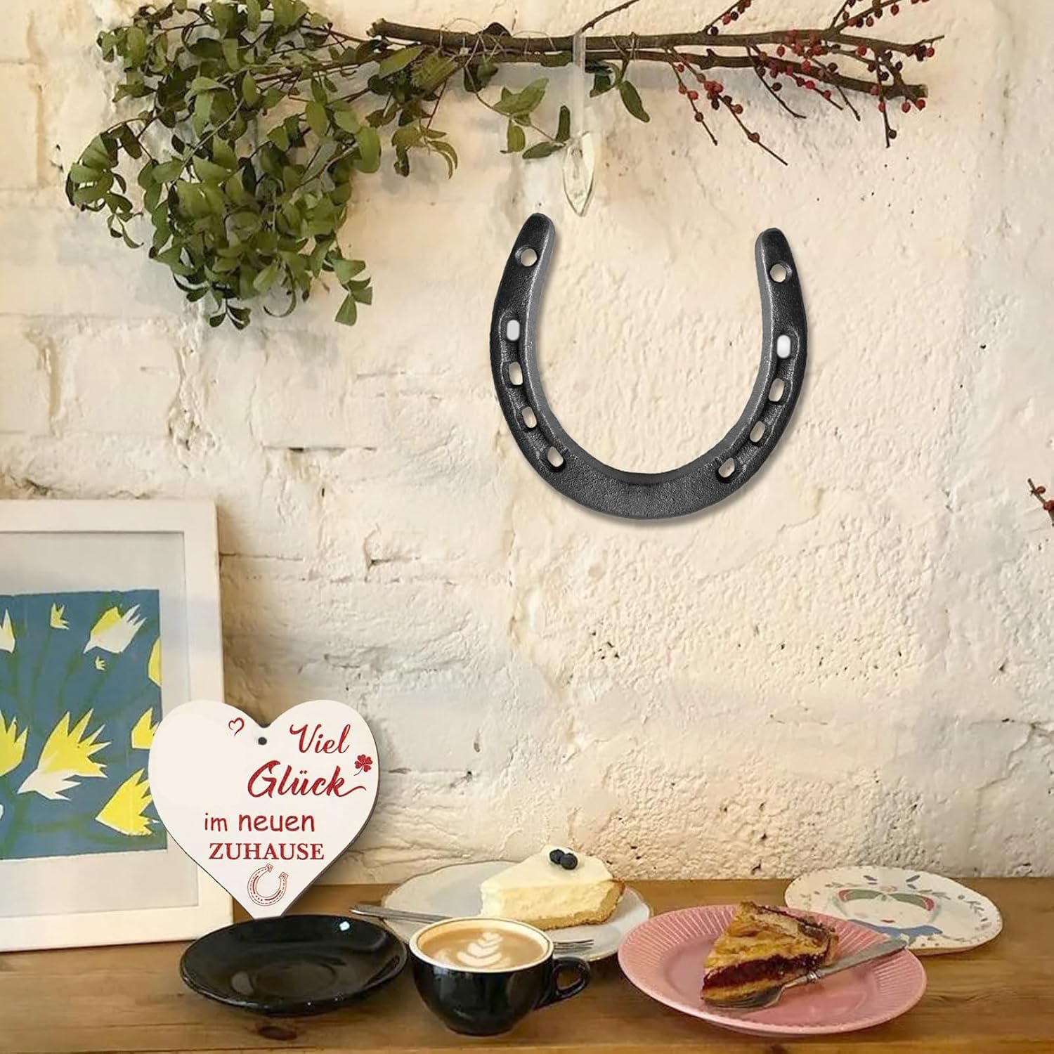 Ferro Di Cavallo Portafortuna In Ghisa - Confezione Regalo Con Paglia Decorativa E 2 Chiodi - Foto 3