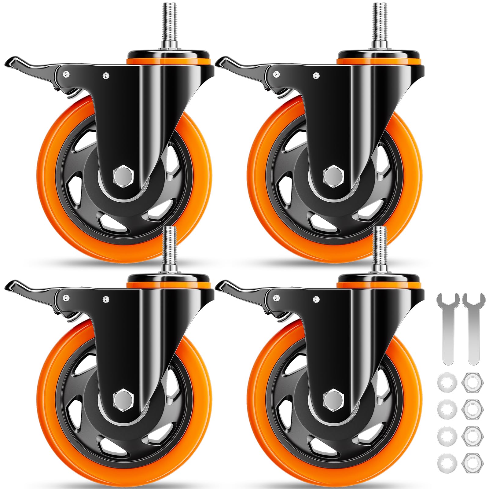 Heavy Duty 4 Inch Stem Casters - Set of 4 -1 Heavy Duty 4 Inch Stem Casters - Set of 4 -1