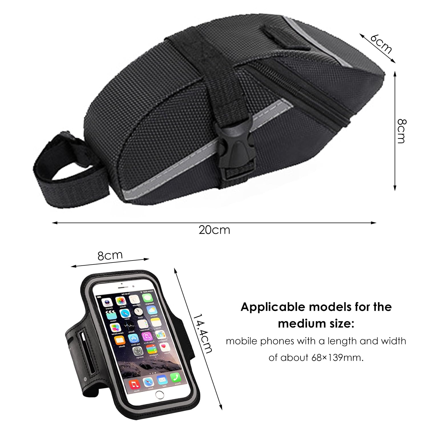 1 Borsa Per Bicicletta, 1 Borsa Per Telefono Sportivo, Borsa Da Sella Per Bicicletta, Custodia Per Bicicletta, Accessori Per Bicicletta