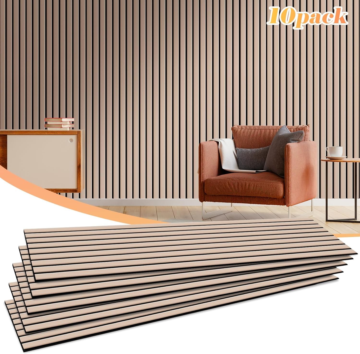 NZQXJXZ Paquete de 10 Paneles Acústicos de Pared Grandes | Paneles Acústicos Insonorizados Autoadhesivos para Pared, 120 x 30 x 1 cm, Tratamiento Acústico para Oficina en Casa