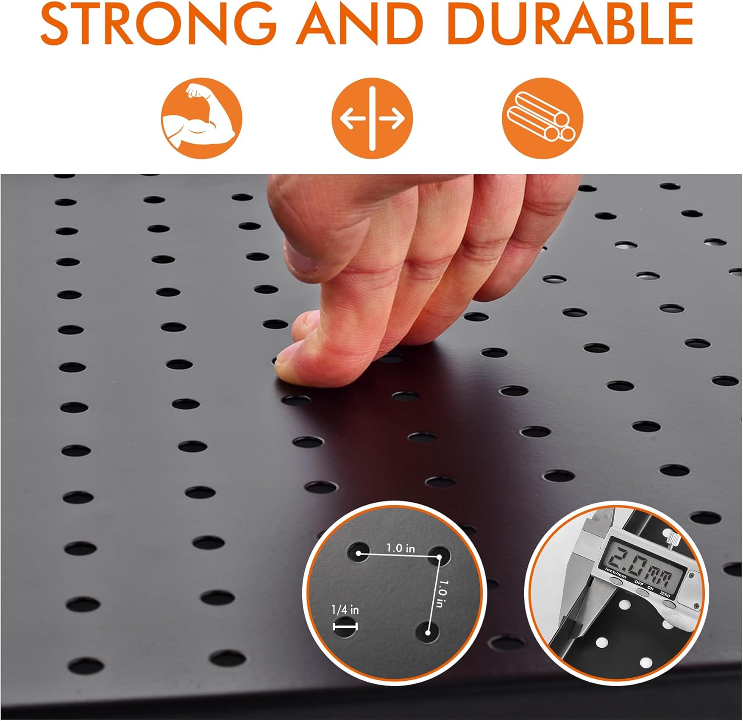 G.CORE Heavy Duty Metal Pegboard Organizer - Wall Storage Steel Peg Board Panels Set 1/4 inch Round Holes 17"x13" 2 Pack Garage Craft Tool Display Hanging Rack Organization Kit with Mounting Hardware