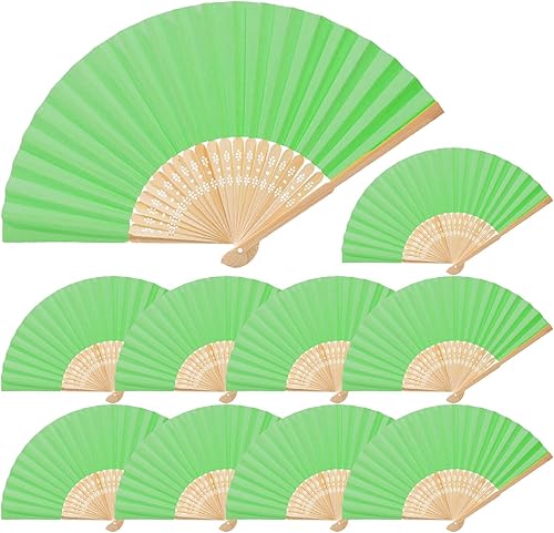 10 abanicos de mano, abanico plegable, abanicos de papel a granel, abanico chino japonés, abanicos de bambú para iglesia, disfraces, fiestas,