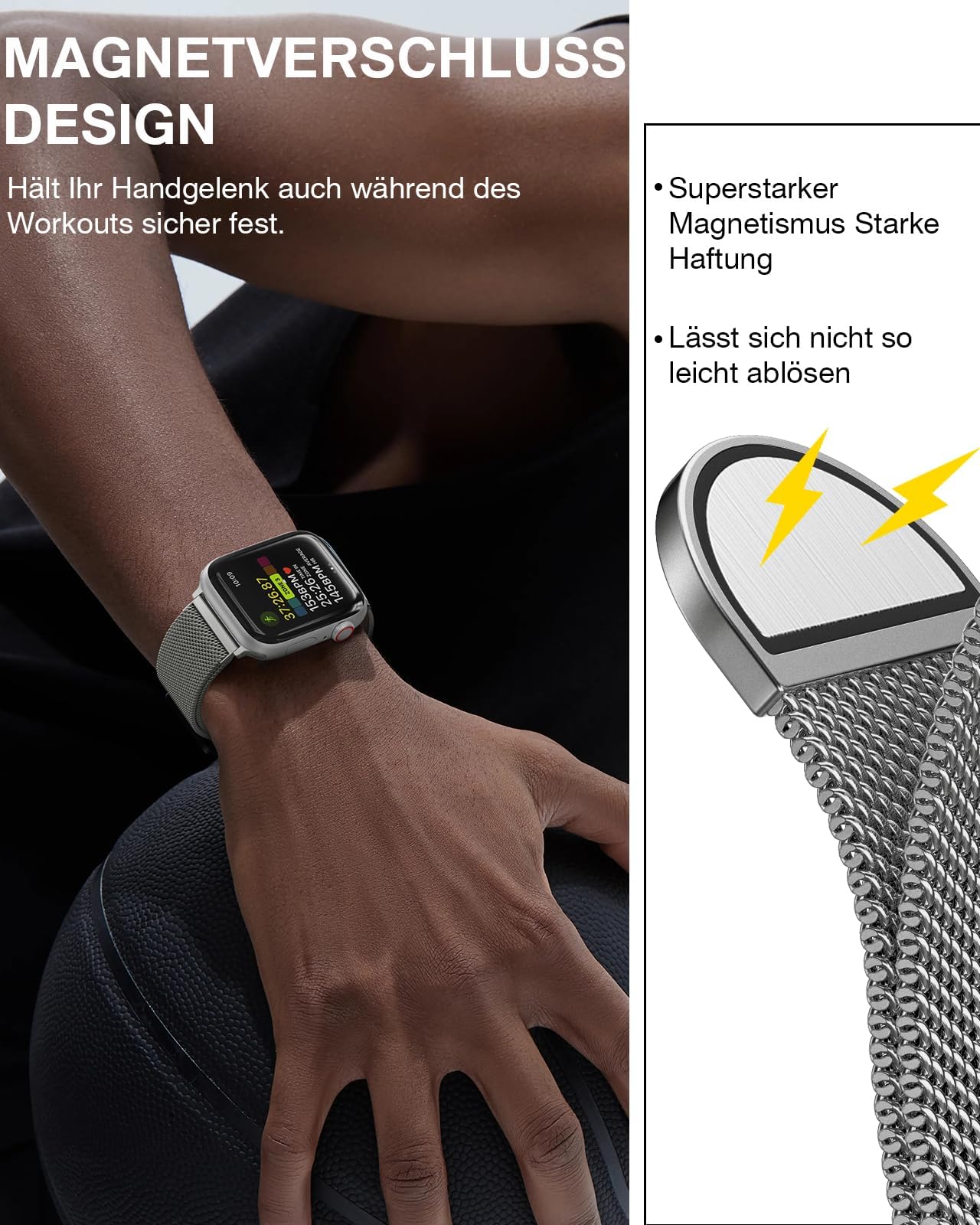 OULUOQI Cinturino di ricambio compatibile con cinturino Apple Watch 44mm 46mm(Series 10) 45mm 49mm, bracciali milanesi in acciaio inossidabile per iWatch serie 11 10 9 8 7 6 5 4 3 Ultra3/2/1