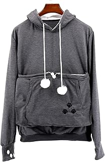 Bocianelli NeuFashion Pet Cat Dog Kangaroo Pouch Hoodies Pullover Sweater Pocket Hoodie Cat Dog Holder Carrier Sweatshirt, Dark Grey, Large