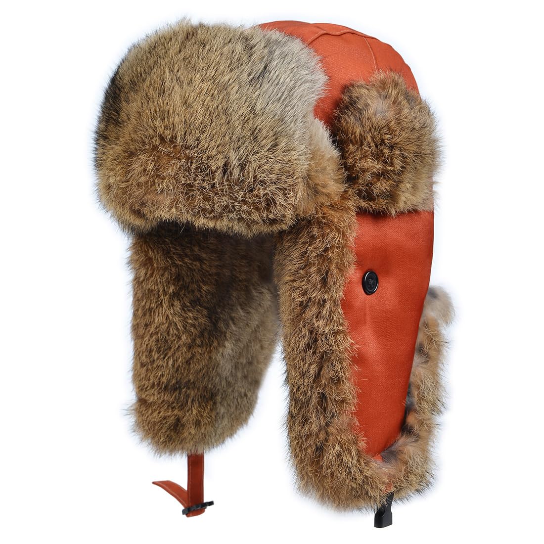 Harssidanzar Fliegermütze wasserdichte Winter Kaninchen Pelz Hüte Gefüttert Trappermütze Aviatormütze für Herren und Damen CU606EU