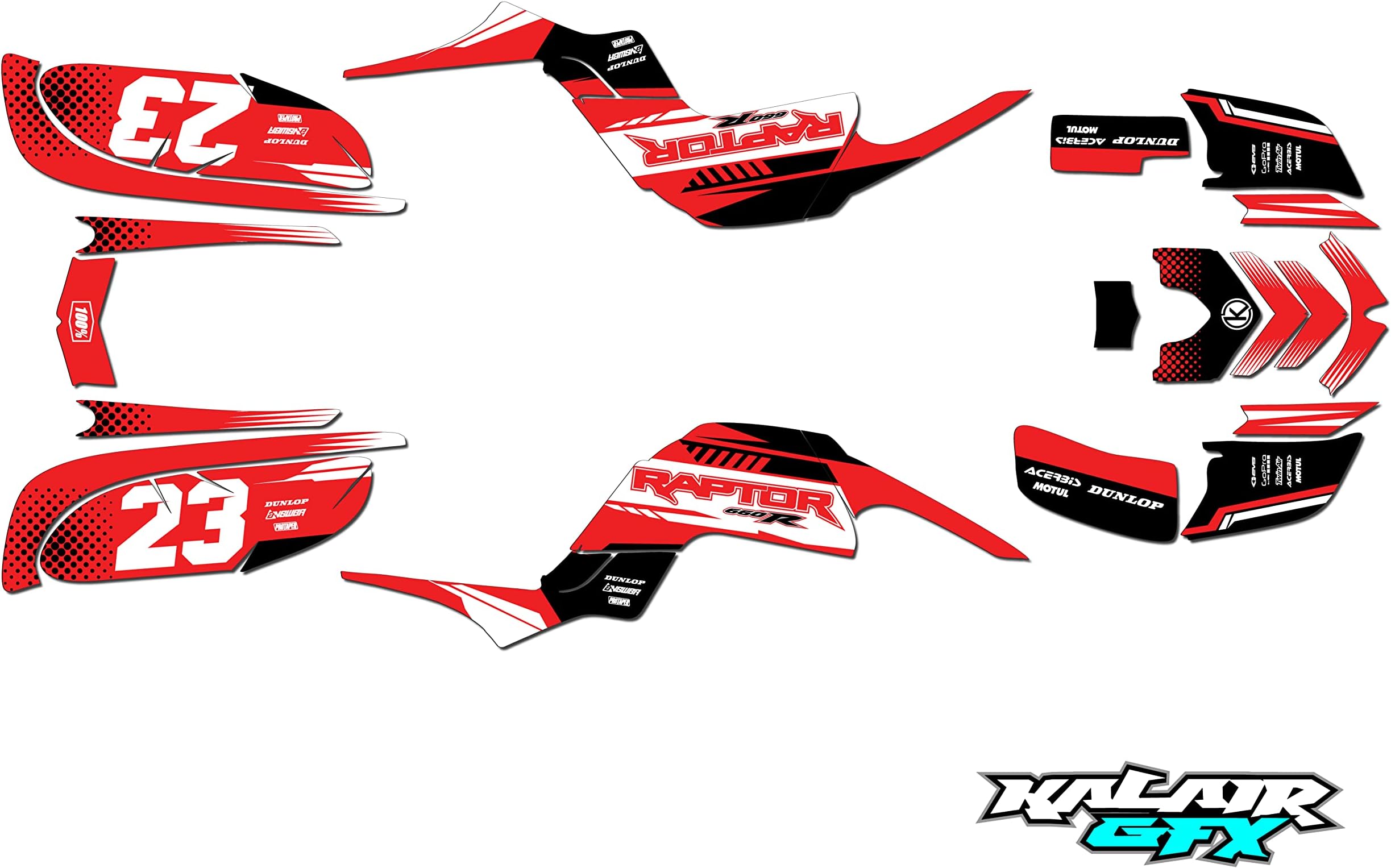 Kalair GFX Graphics Kit for Yamaha Rap-Tor 660 (All Years) Viper Series Red 16 Mil-ATV UTV Dirt Bike Stickers,Quad Dirtbike Racing Decal Automotive Motocross Accessories no Plastics