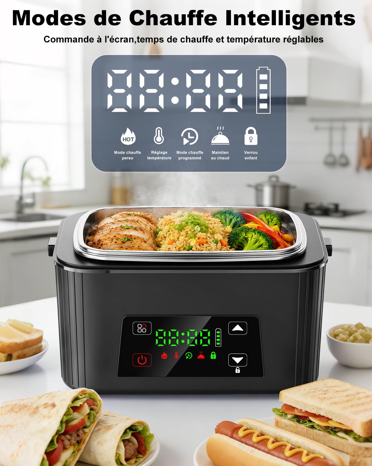 1.5L Gamelle Chauffante, 100W Lunch Box Chauffante Electrique
