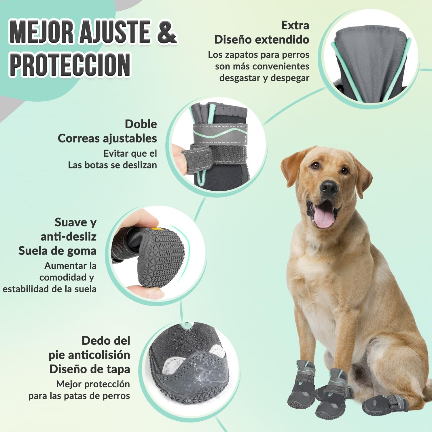 SlowTon Zapatos de Perro protección de la Pata, Zapatos de Perro Impermeable con Suela Antideslizante, Cierre de Reflectante Ajustable Botas de Invierno para Perros pequeños, medianos y Grandes