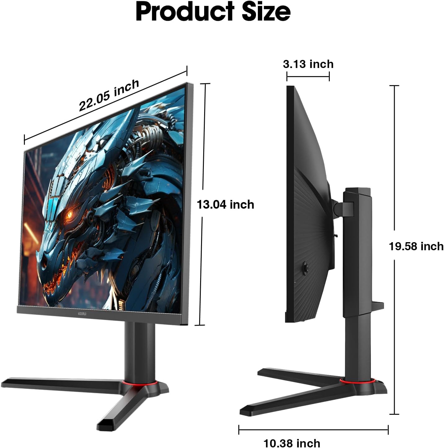 KOORUI 25E3Q Monitor product dimensions