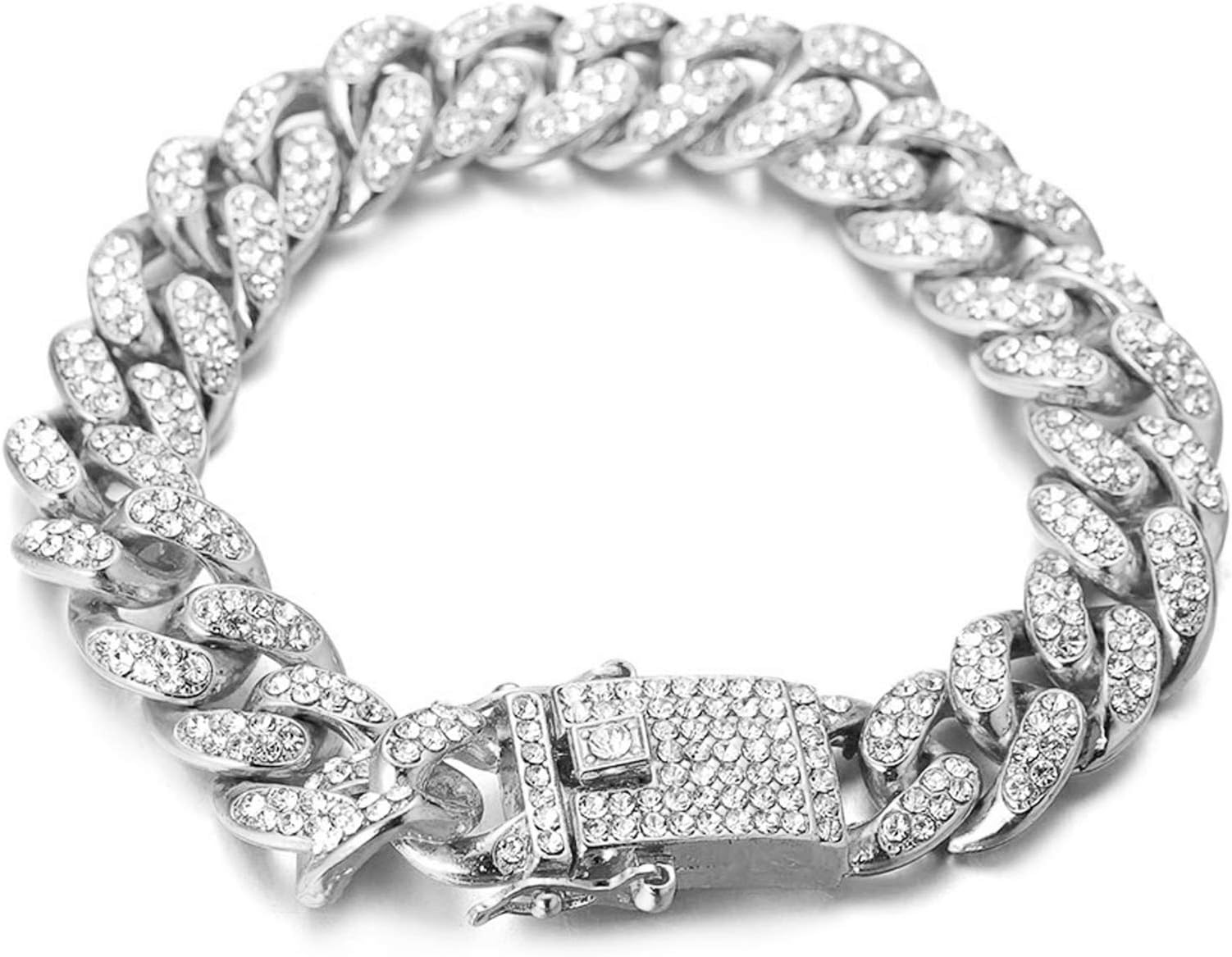 Cuban Link Bracelet for Men - Hip Hop Bracelet Iced Out with Bling Rhinestones, Fashion Accessory for Hip Hop Lovers