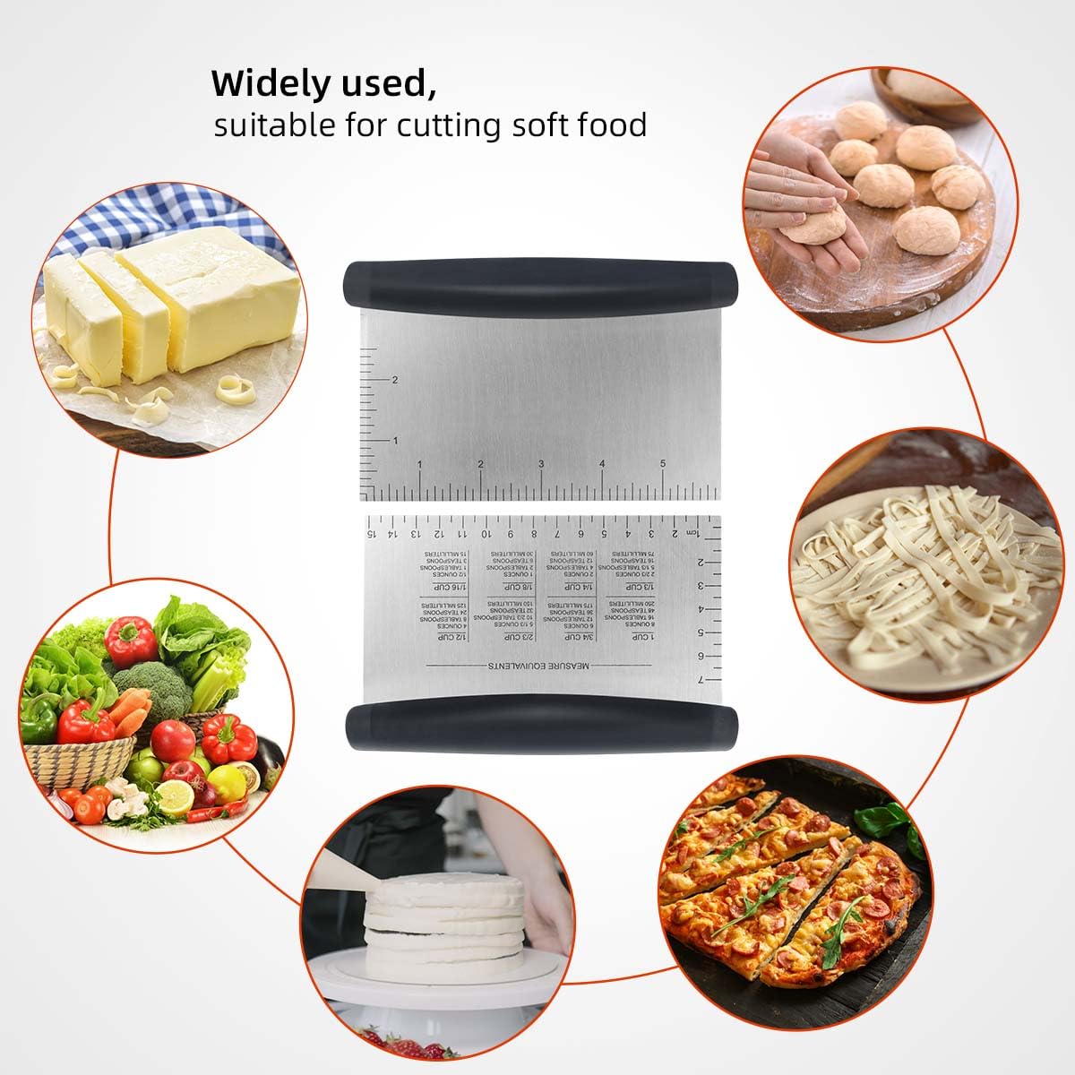 Bread Scraper Dough Cutter - With Measuring Scale -7