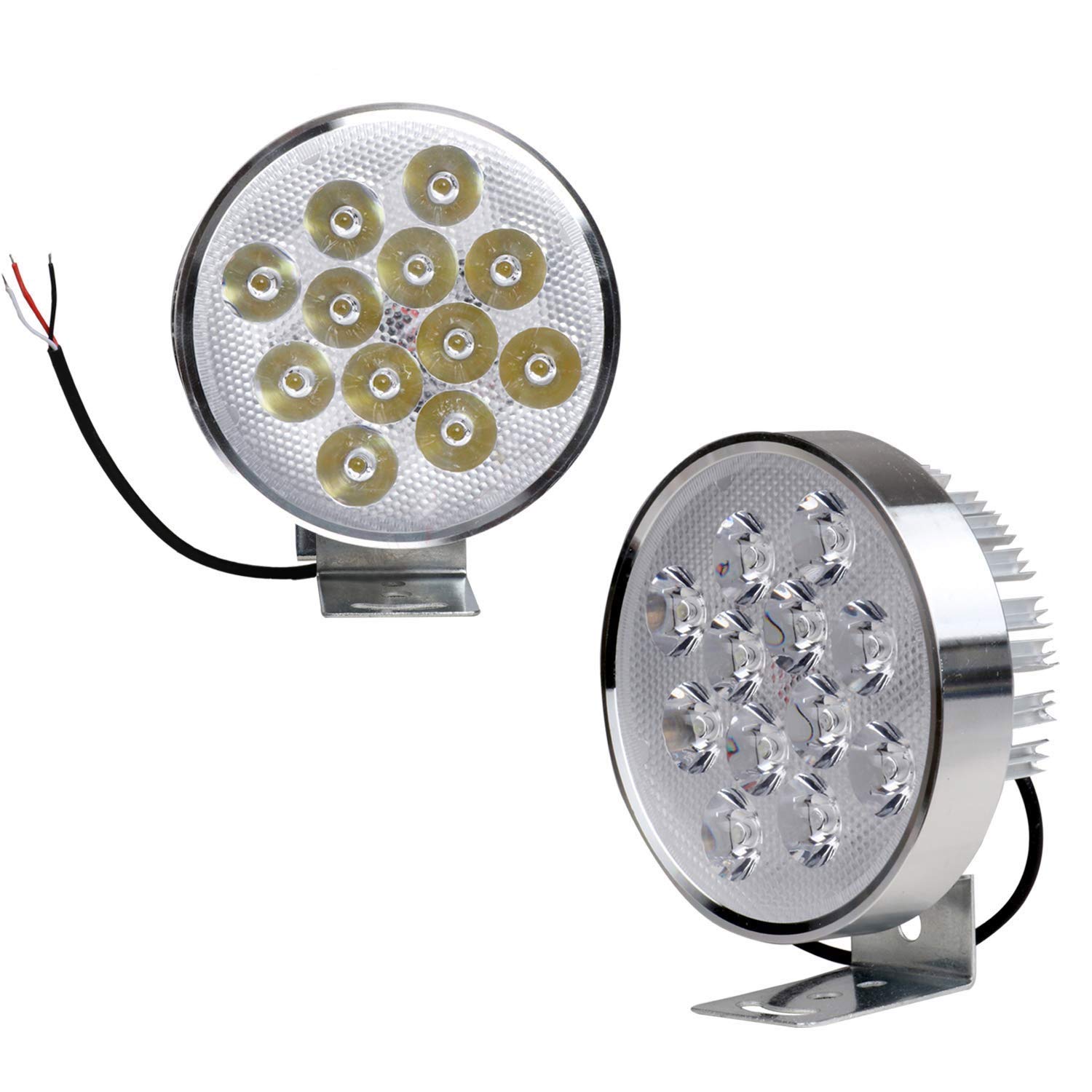 AllExtreme EX12FLP 12 LED Round Fog Light Spot Flood Combo Beam Driving Lamp for Motorcycle, Car, SUV and Bikes (24W, White, 2 Pcs)