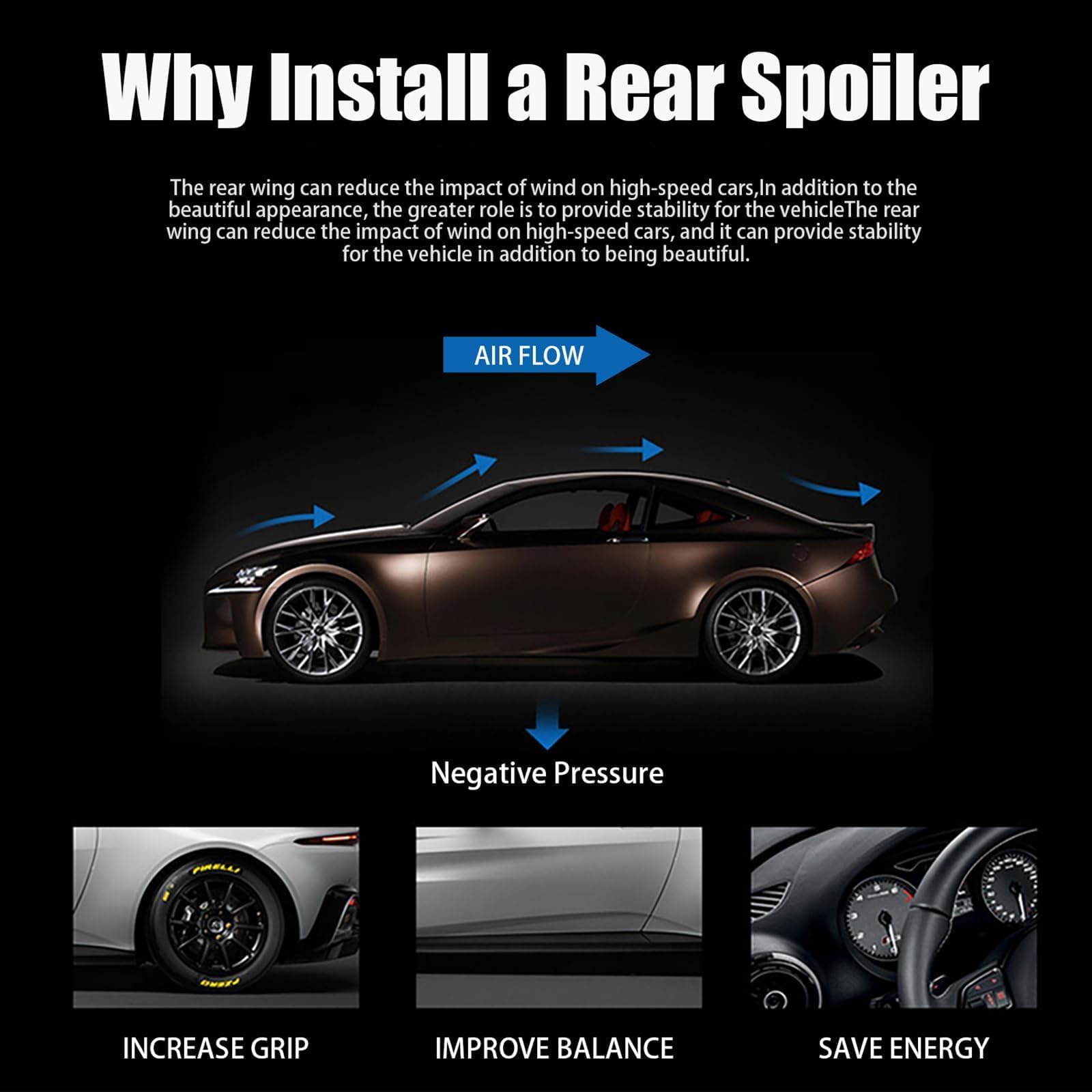 Spoiler Posteriore per Jaguar F-Pace 2016-2019 Alettone Bagagliaio Posteriore Ala Spoiler per Tetto, Accessori Decorazione Auto,B SUV