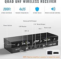 Vista 2 de Phenyx Pro Sistema de micrófono inalámbrico PTU-5200-4B incluido con soporte de micrófono múltiple de 8 ranuras MA-H1