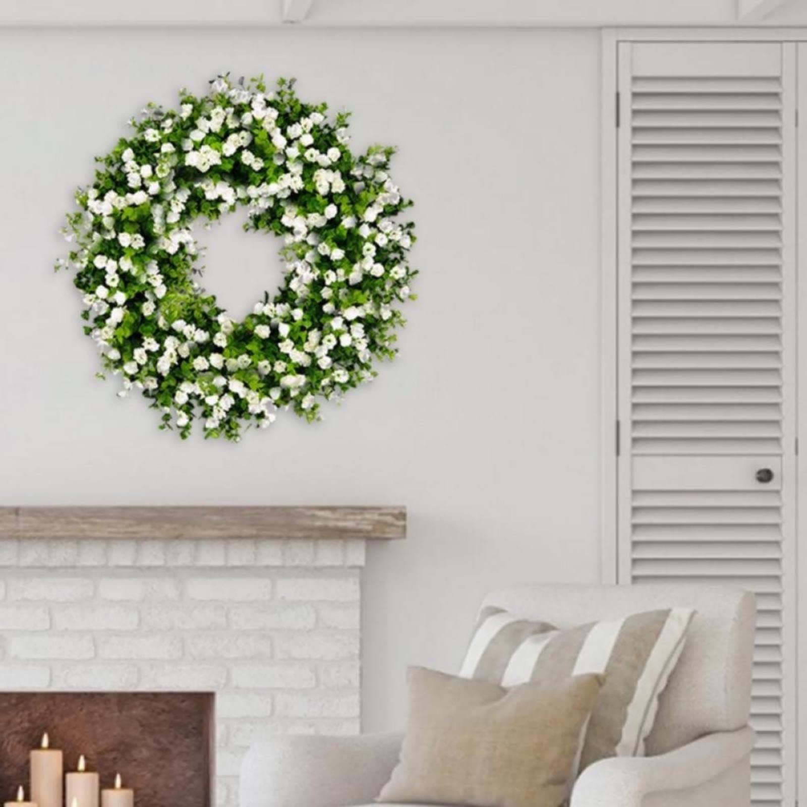 Ghirlanda Primaverile Floreale Sullivans Con Girasoli E Bacche – 66 Cm, Fiori Artificiali Misti Bianchi, Per Porta E Interni/Esterni