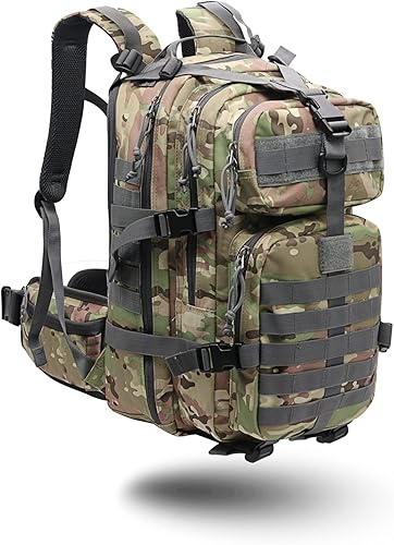 Mochila táctica militar para hombre bolsa de supervivencia de camuflaje Molle para senderismo campamento viajes L Black, Black Large, Brown, Camo,