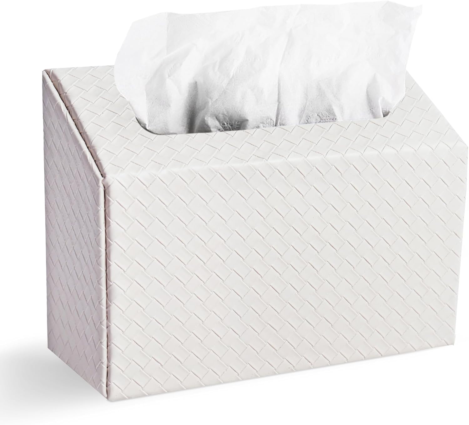 LIZIMANDU Hand Towels Box Cover,PU Leather Tissue Box Cover Holder Compatible with Kleenex Disposable Paper Hand Towels Suitable for Dining,Kitchen,Bathroom(1-White)