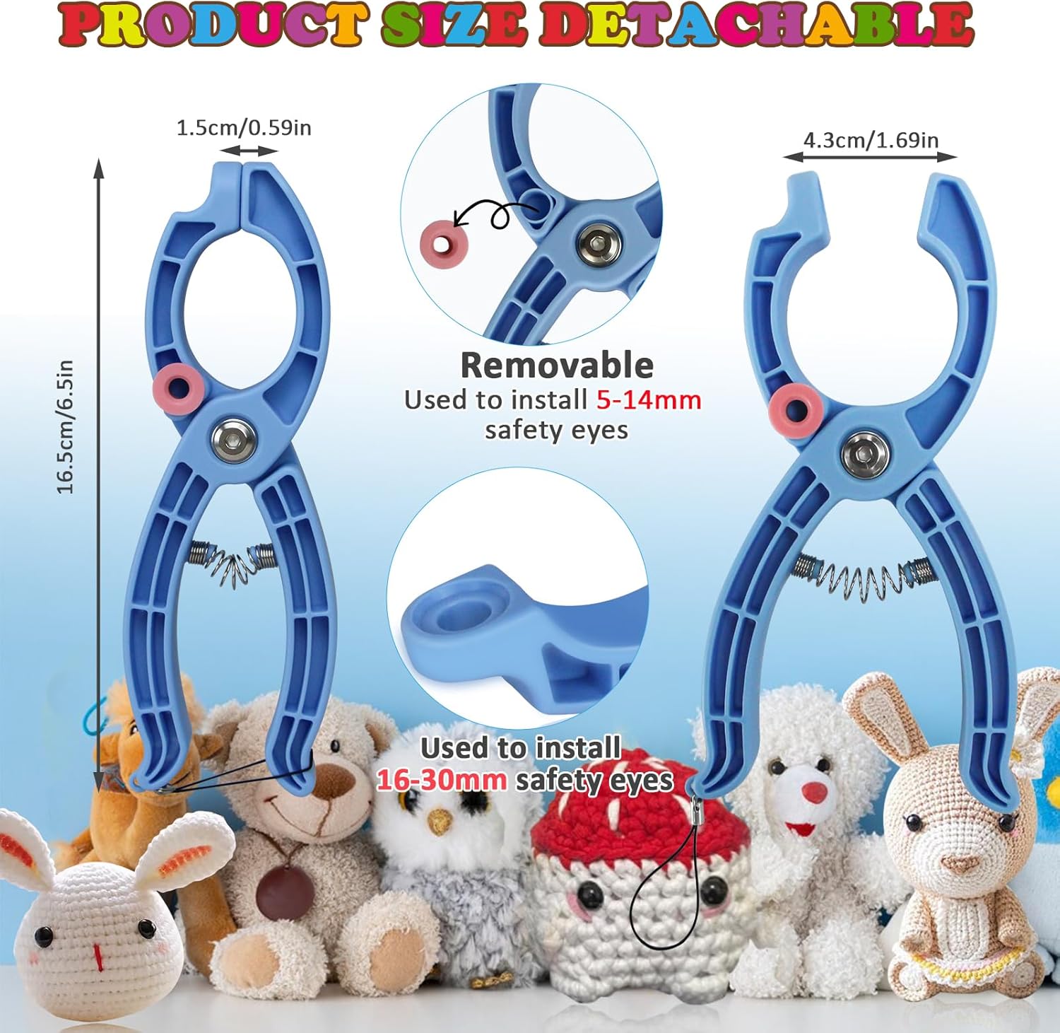 Safety Eye Tool, Safety Eyes for Crocheting Auxiliary, Safety Eyes Tool for Amigurumi Crochet & Stuffed 5-30mm Animal Eyes Making Supplies Tool - Blue(1PCS) - Image 2