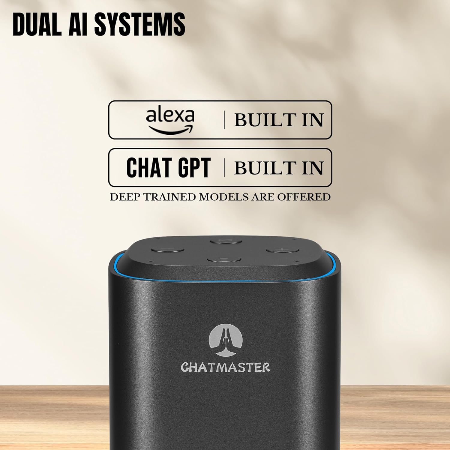 Chatmaster Cube: World's First ChatGPT-Enabled Smart Speaker with Built-in Alexa – Voice-Control AI Assistant for Smart Home & Music Streaming (Matt Black)