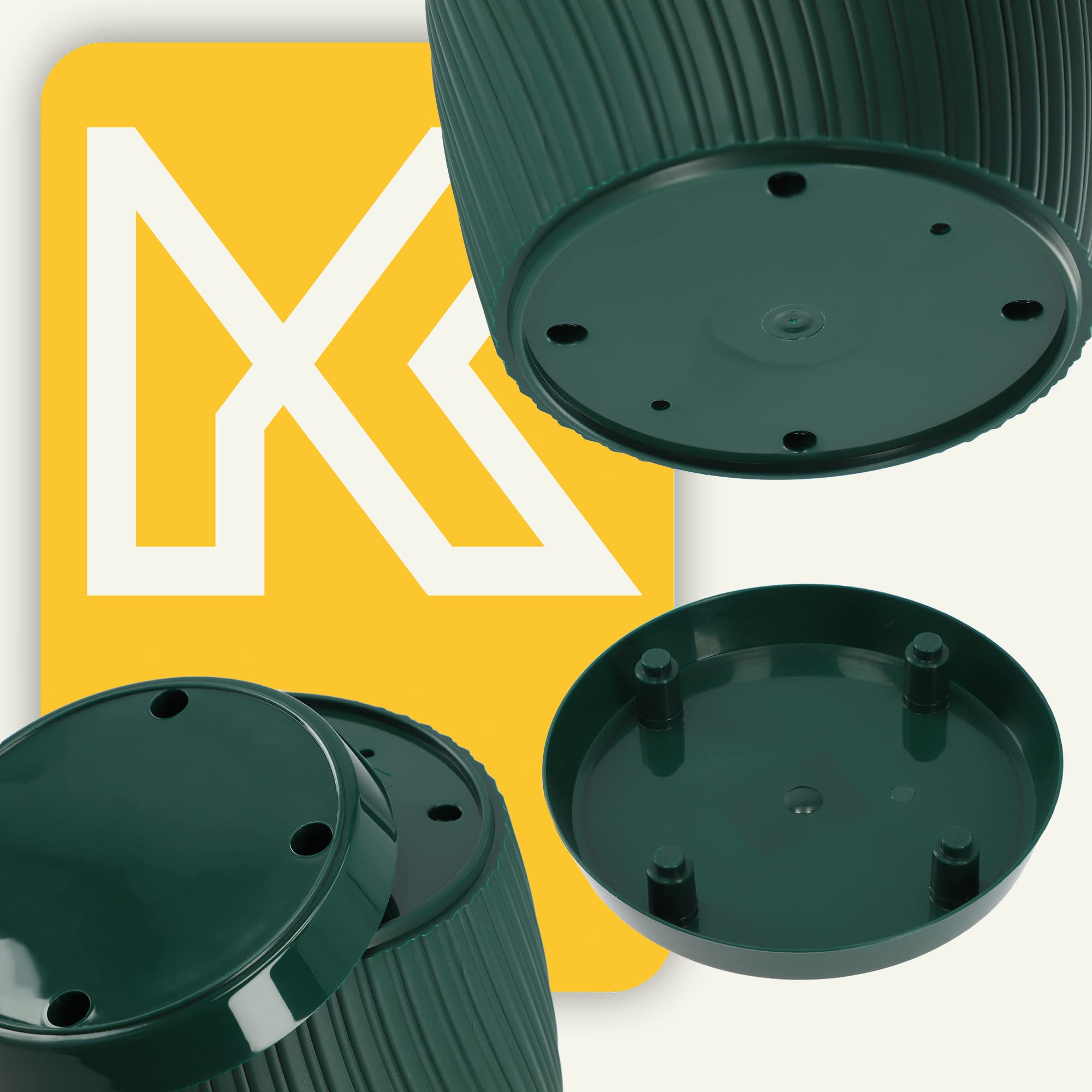 KADAX Maceta con plato, maceta en forma de onda tridimensional, maceta de plástico, maceta decorativa para flores, cactus y hierbas (15 cm, verde)