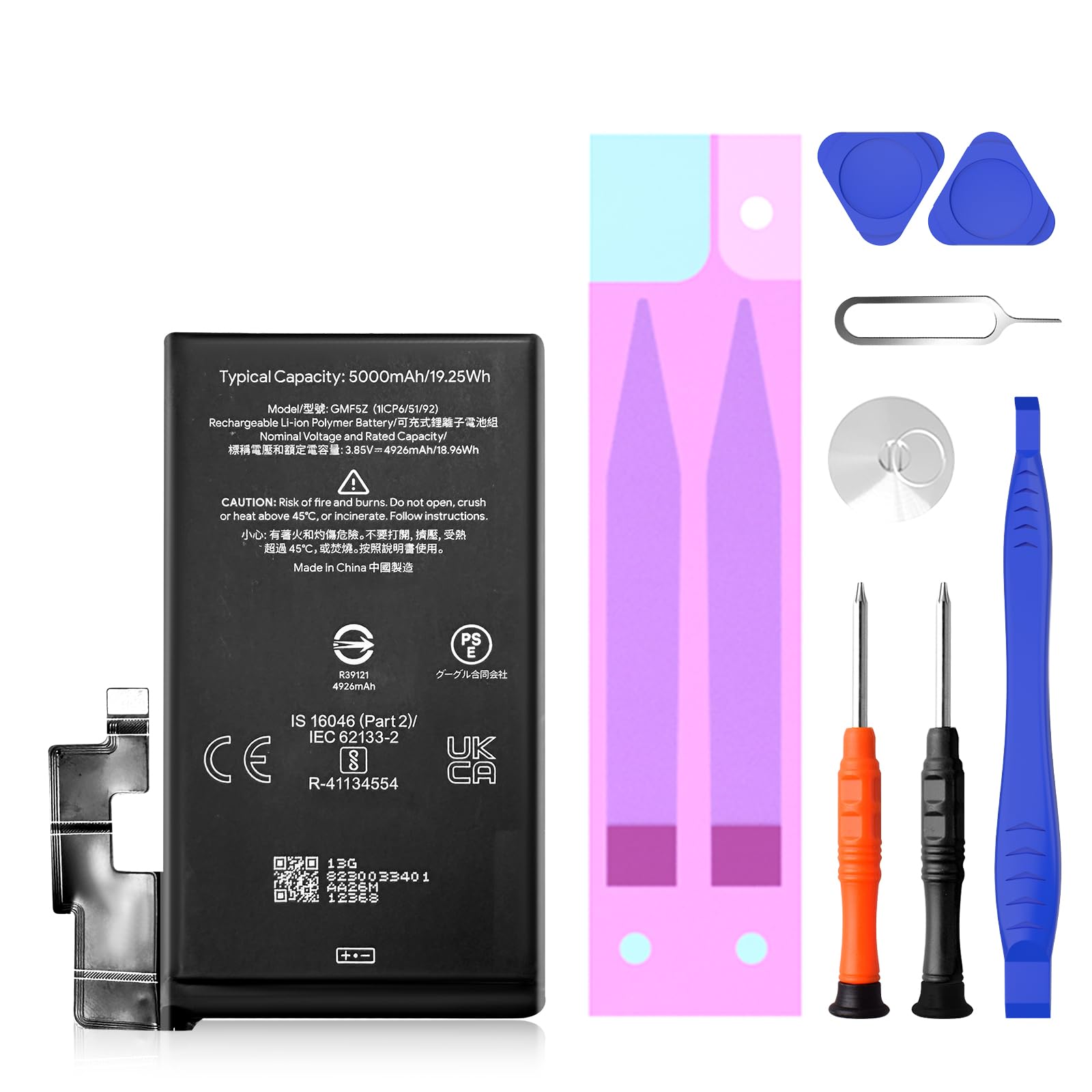 SHENMZ for Pixel 7 Pro Battery 5000mAh High-Capacity 0-Cycle Li-Polymer Replacement Battery Compatible with Google Pixel 7 Pro (Model GMF5Z GP4BC GE2AE GFE4J) with Repair Tools