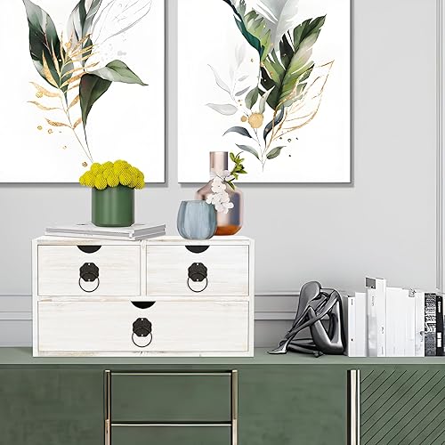 Miniatura 2 de Organizador de escritorio de madera con cajón, organizador de escritorio de madera blanca, caja de organización de almacenamiento de mesa para